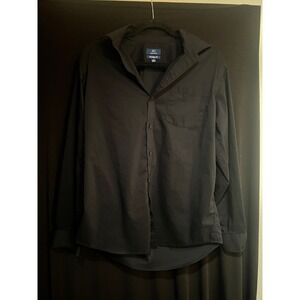 Men's Black George Button Down Long Sleeve Dress Shirt Size M